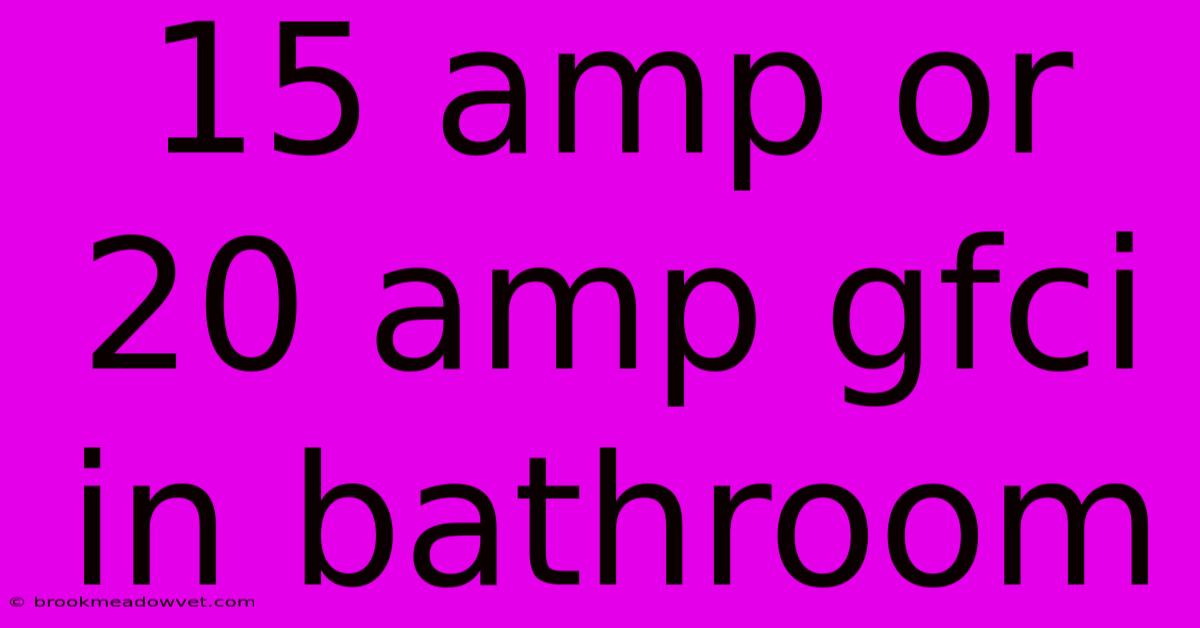 15 Amp Or 20 Amp Gfci In Bathroom