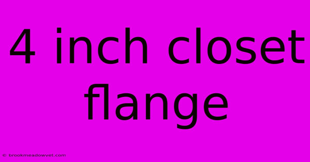 4 Inch Closet Flange