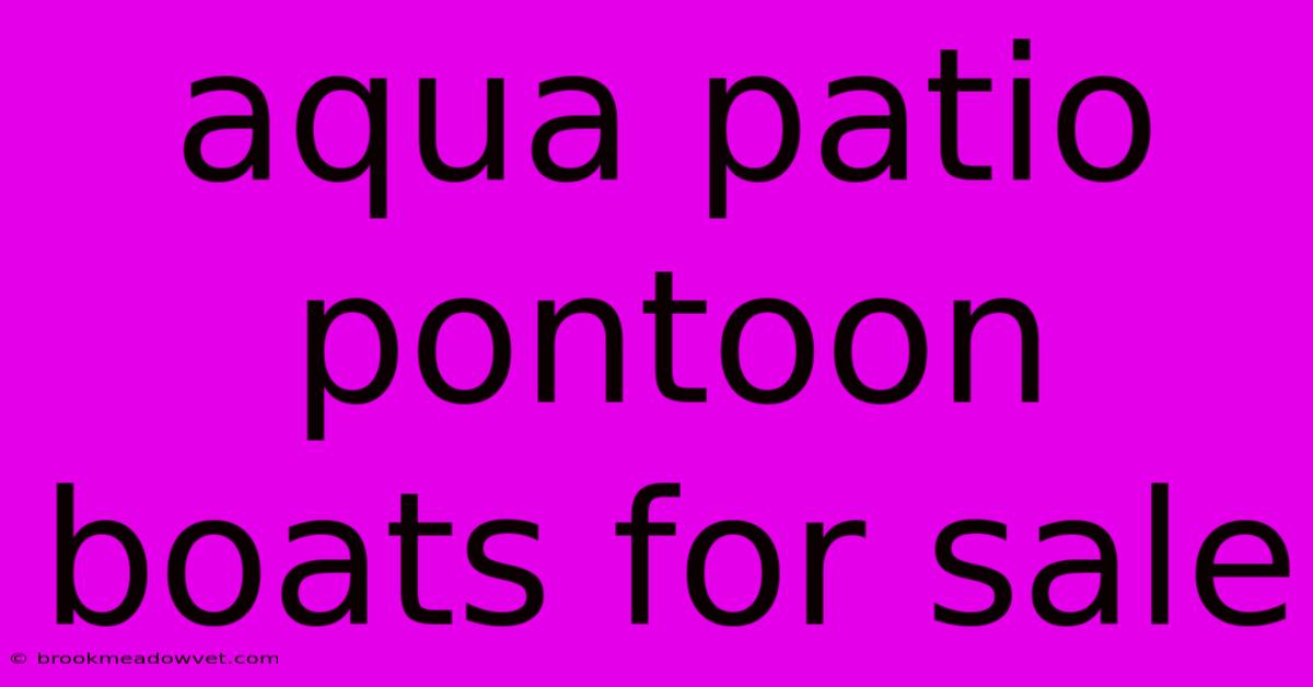 Aqua Patio Pontoon Boats For Sale