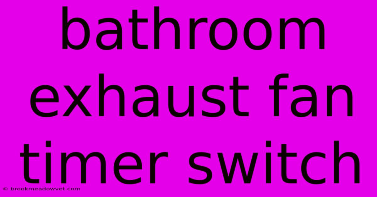 Bathroom Exhaust Fan Timer Switch