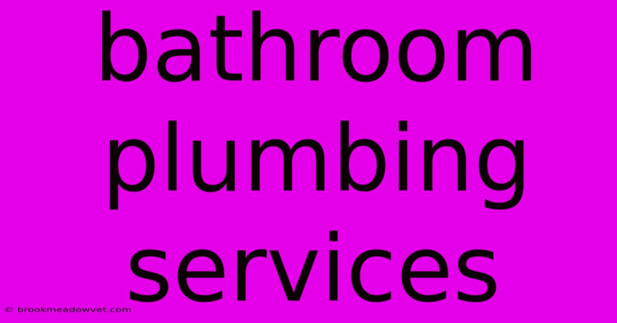 Bathroom Plumbing Services