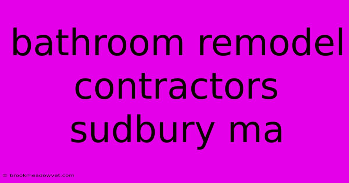 Bathroom Remodel Contractors Sudbury Ma