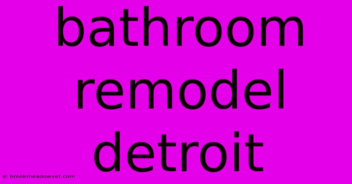 Bathroom Remodel Detroit