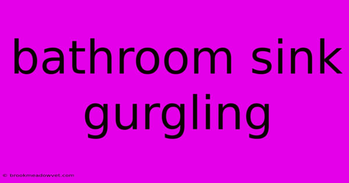 Bathroom Sink Gurgling