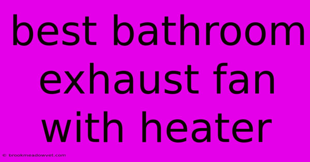 Best Bathroom Exhaust Fan With Heater