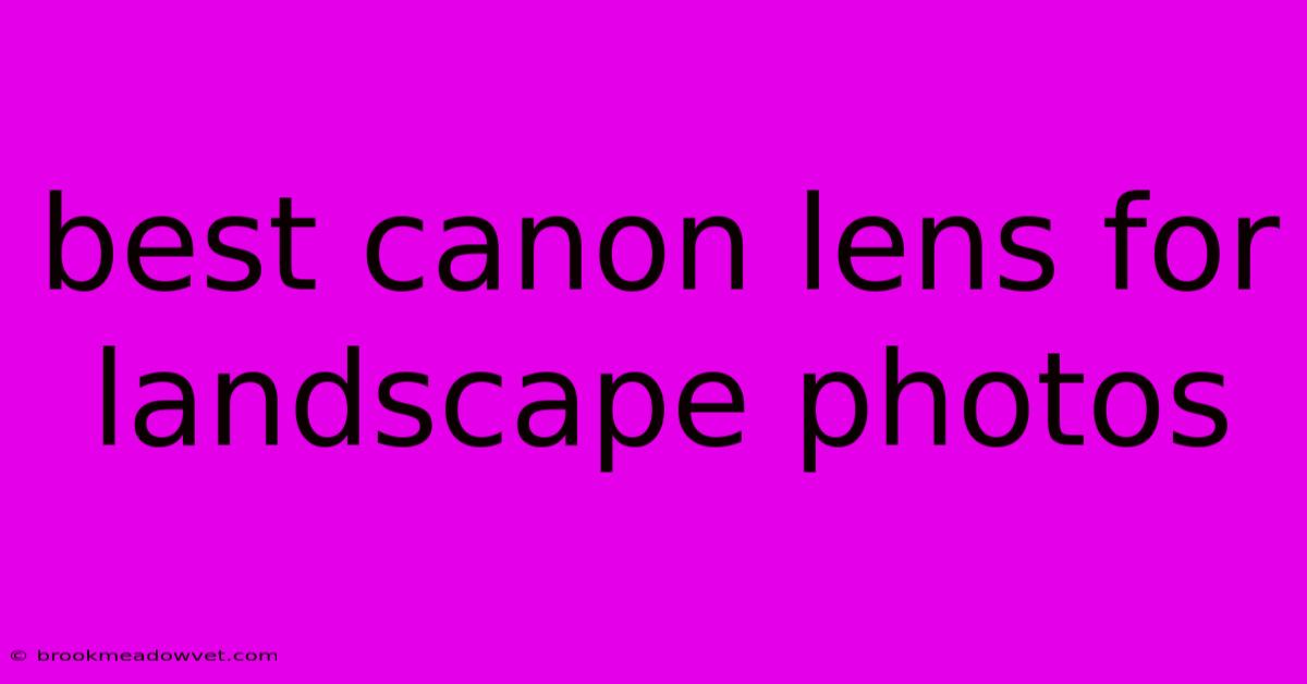 Best Canon Lens For Landscape Photos