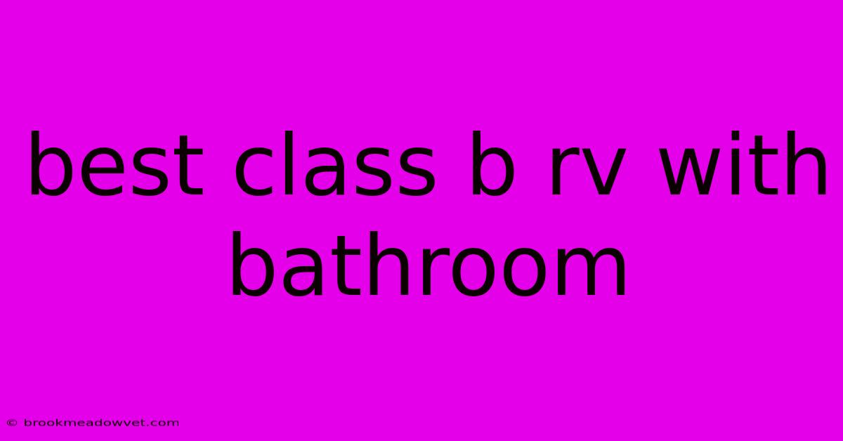 Best Class B Rv With Bathroom