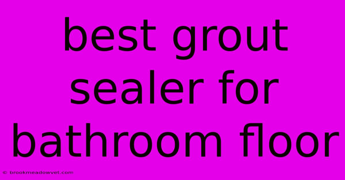 Best Grout Sealer For Bathroom Floor