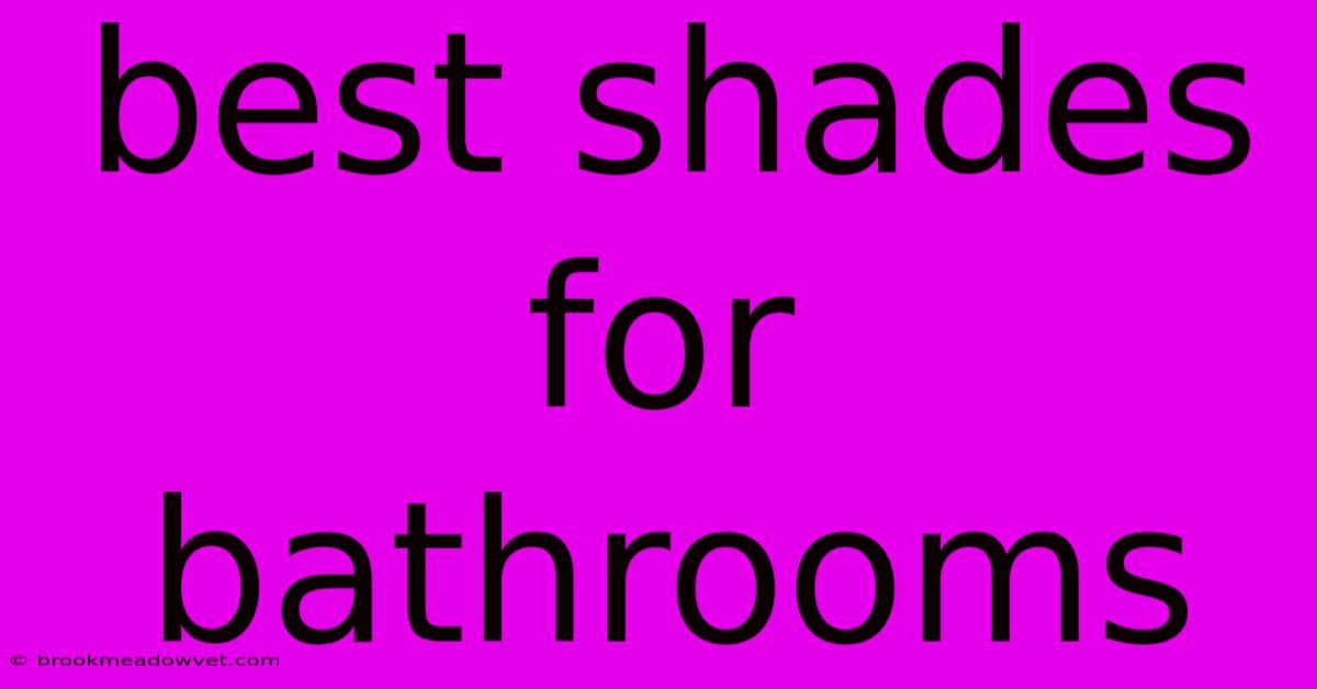 Best Shades For Bathrooms