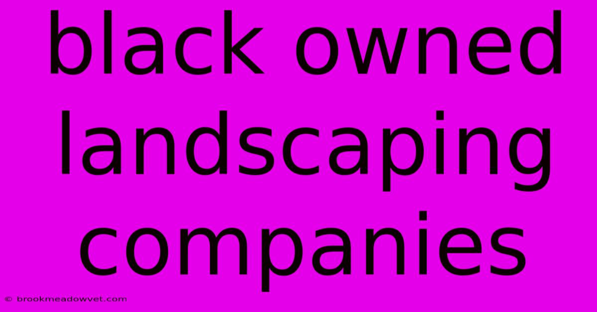 Black Owned Landscaping Companies