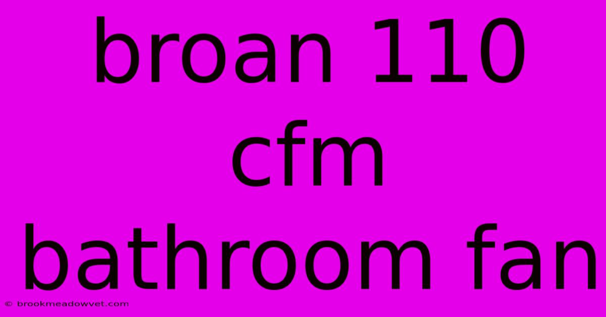 Broan 110 Cfm Bathroom Fan