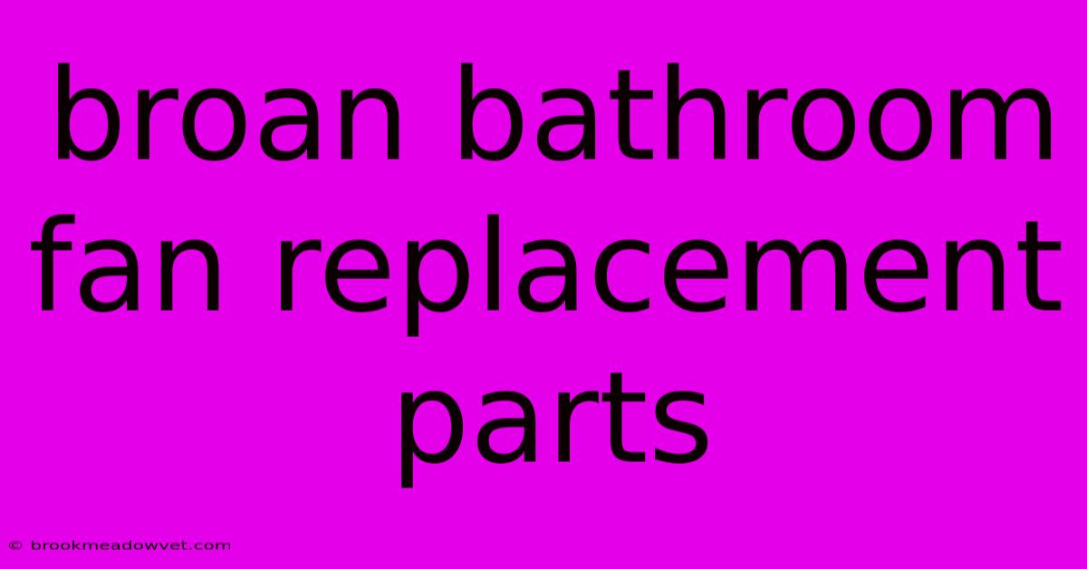 Broan Bathroom Fan Replacement Parts