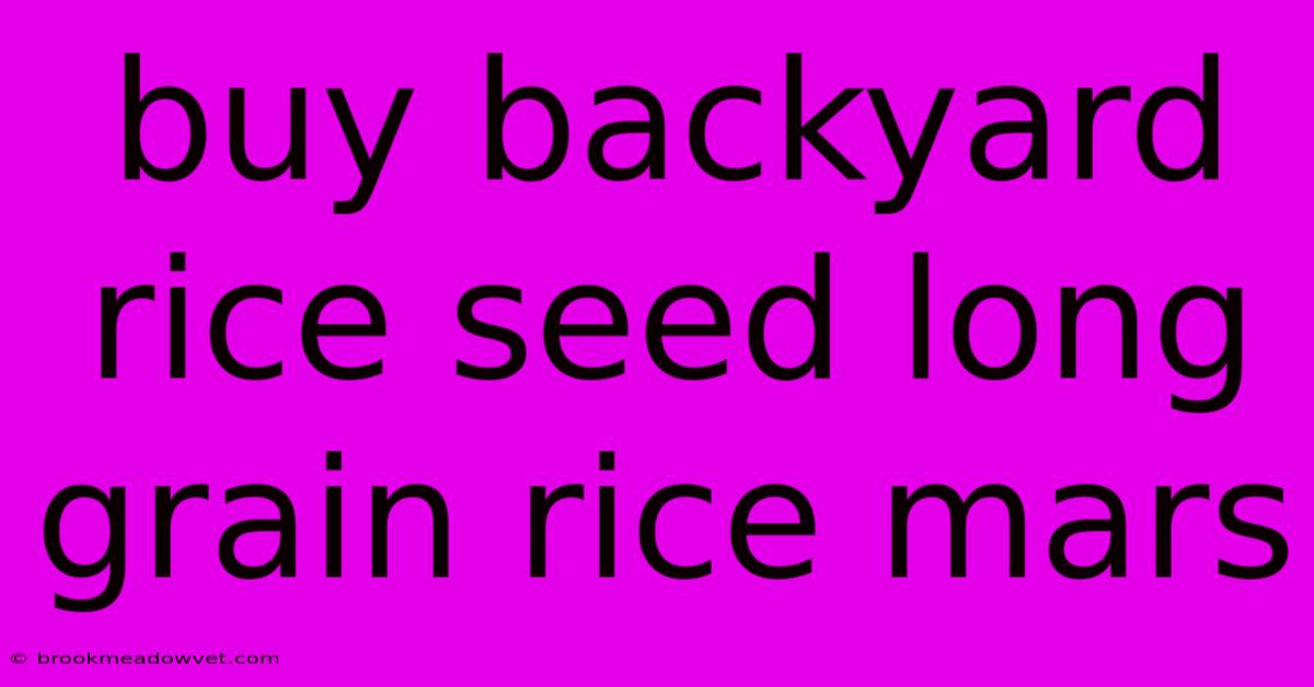 Buy Backyard Rice Seed Long Grain Rice Mars