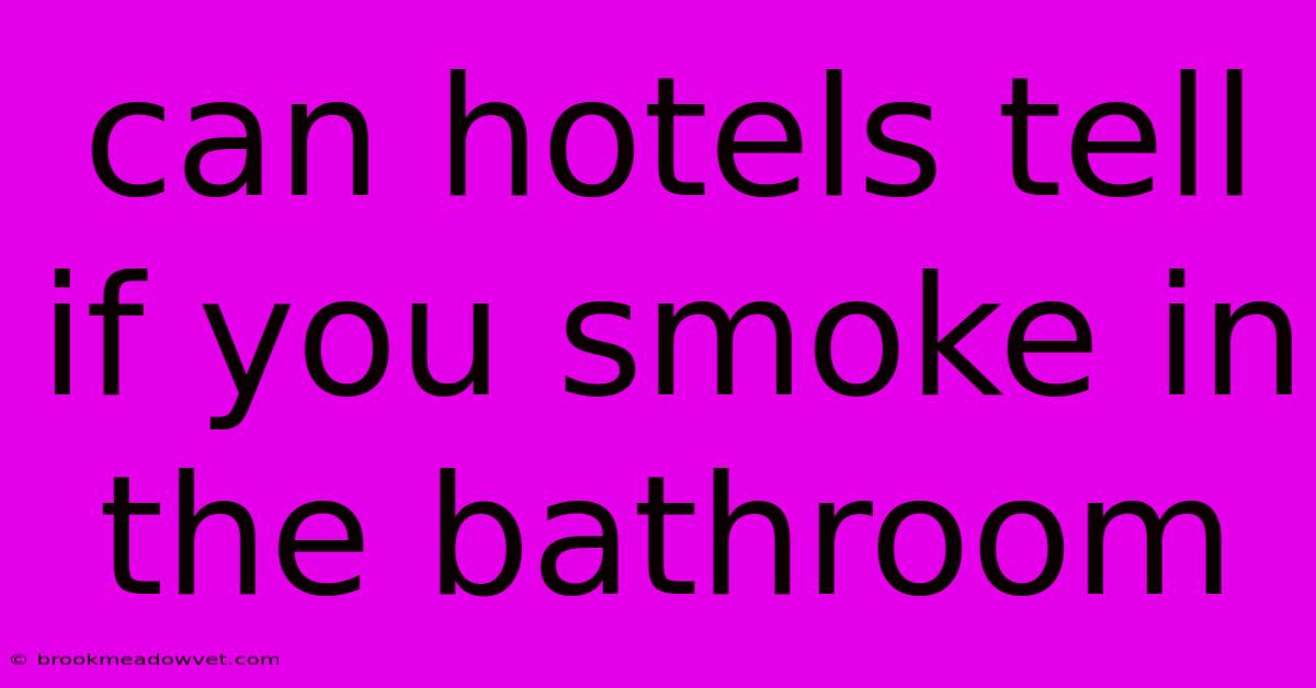 Can Hotels Tell If You Smoke In The Bathroom