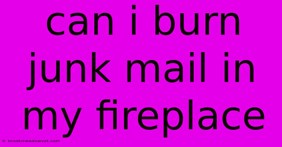 Can I Burn Junk Mail In My Fireplace