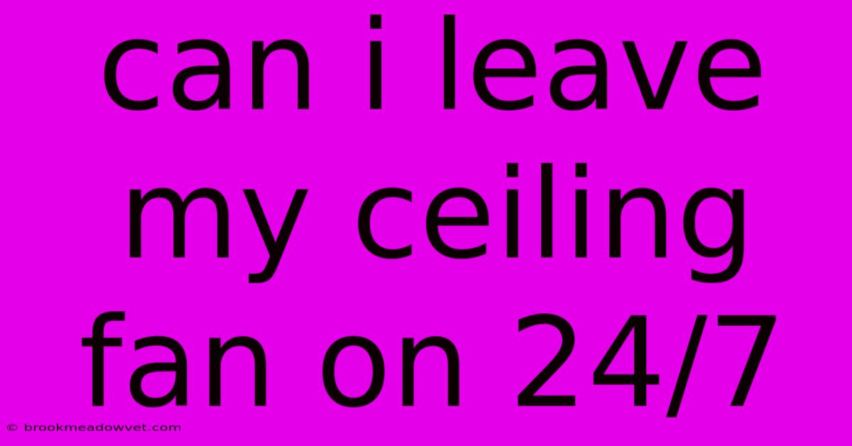 Can I Leave My Ceiling Fan On 24/7