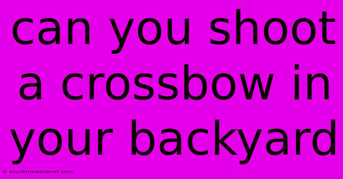 Can You Shoot A Crossbow In Your Backyard