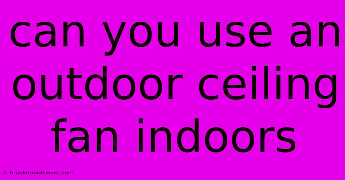 Can You Use An Outdoor Ceiling Fan Indoors