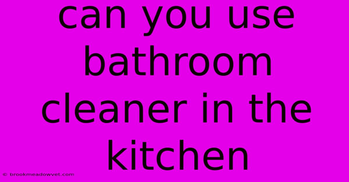 Can You Use Bathroom Cleaner In The Kitchen