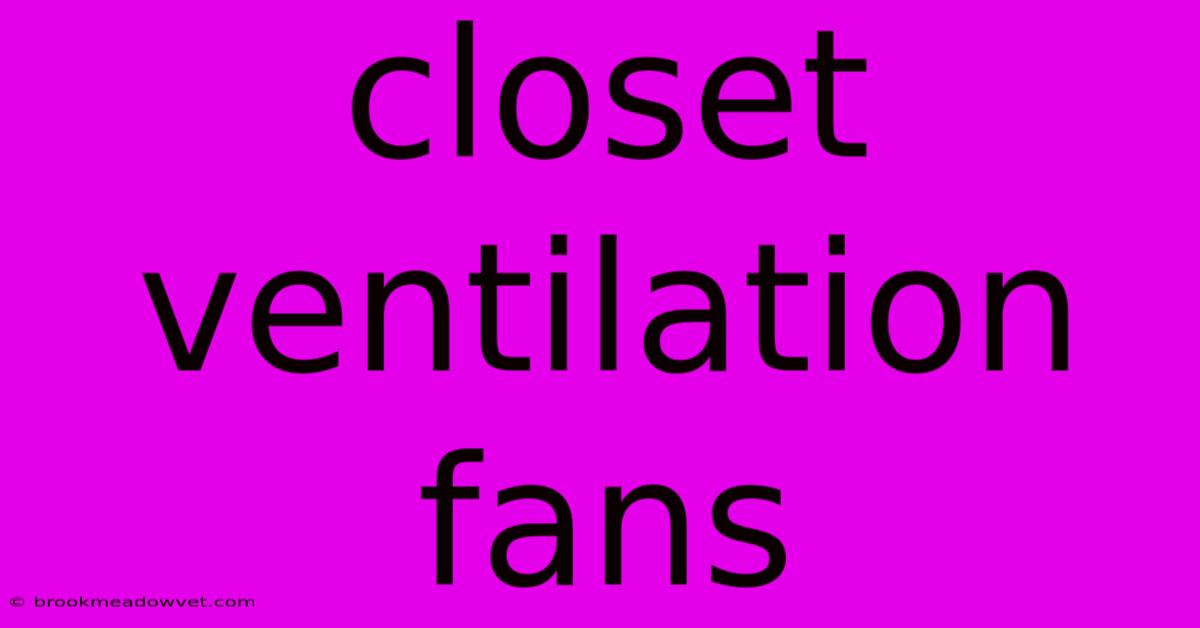 Closet Ventilation Fans