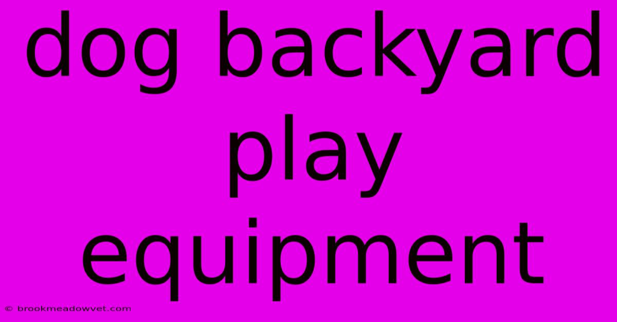 Dog Backyard Play Equipment