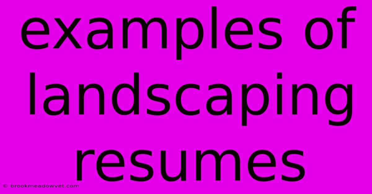 Examples Of Landscaping Resumes