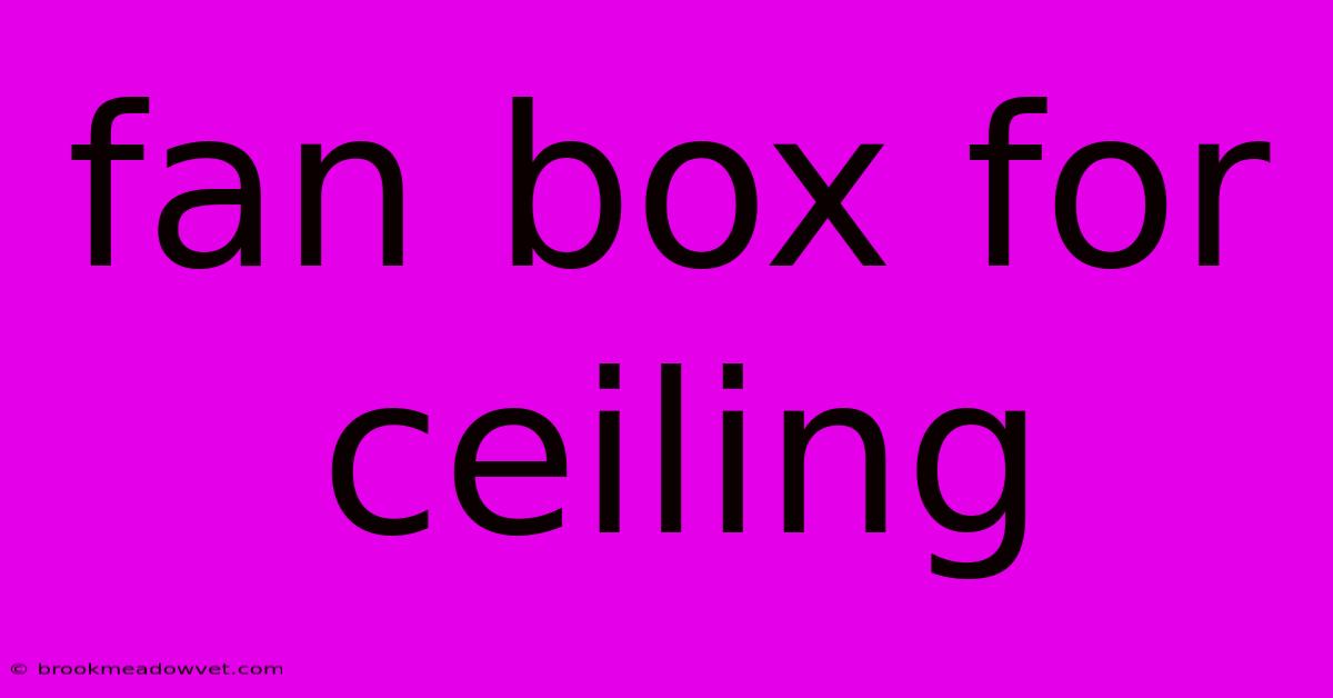 Fan Box For Ceiling