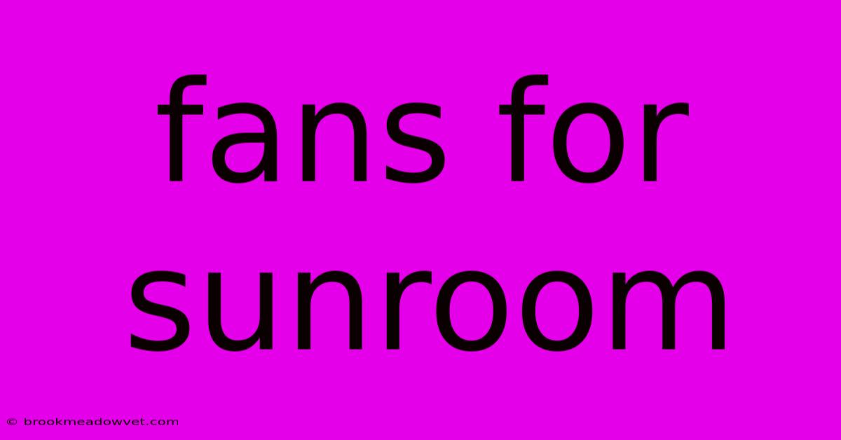 Fans For Sunroom