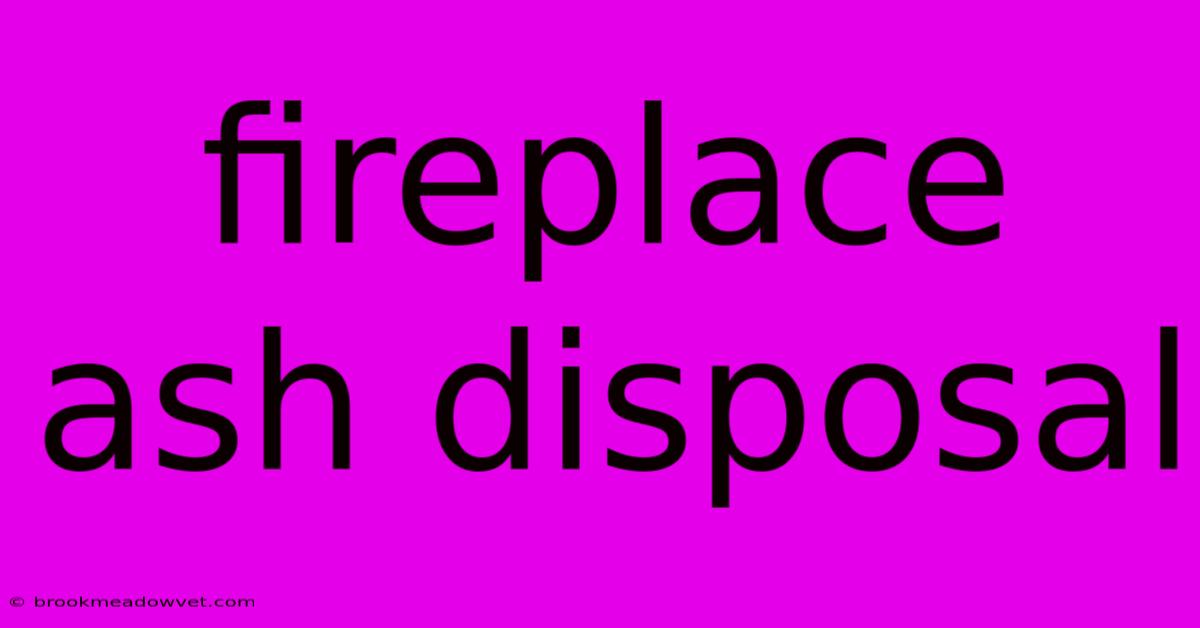 Fireplace Ash Disposal