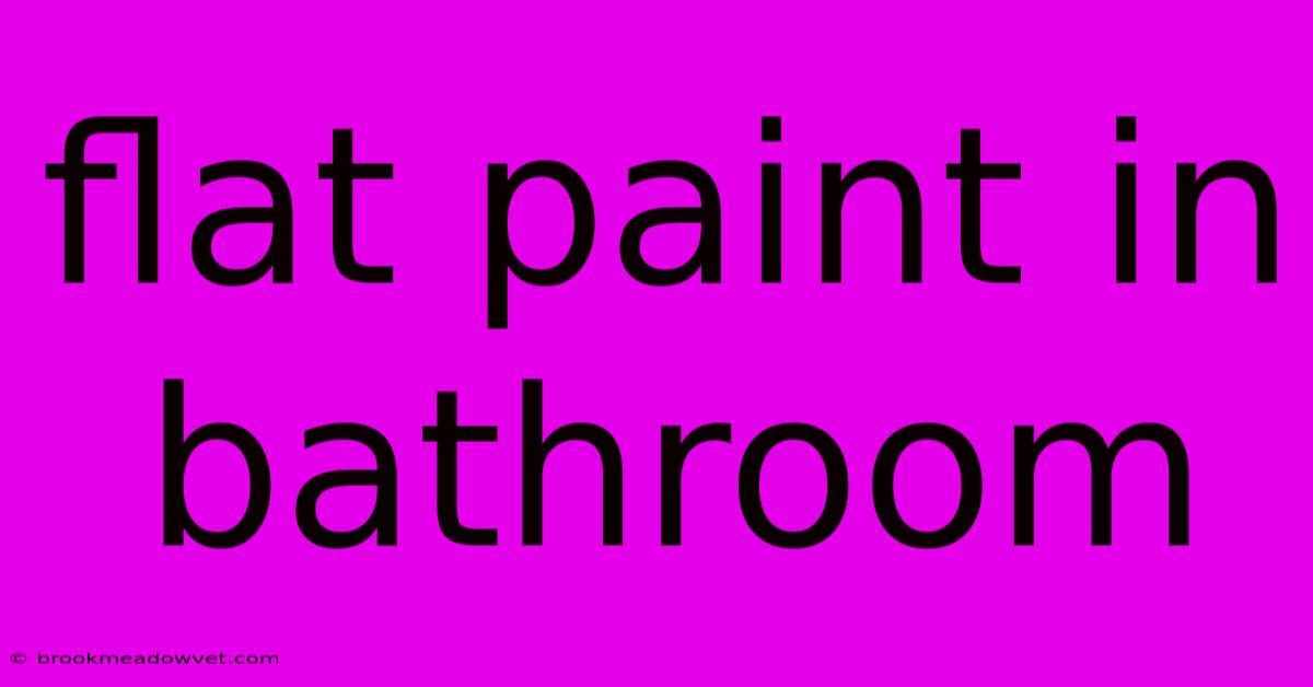 Flat Paint In Bathroom