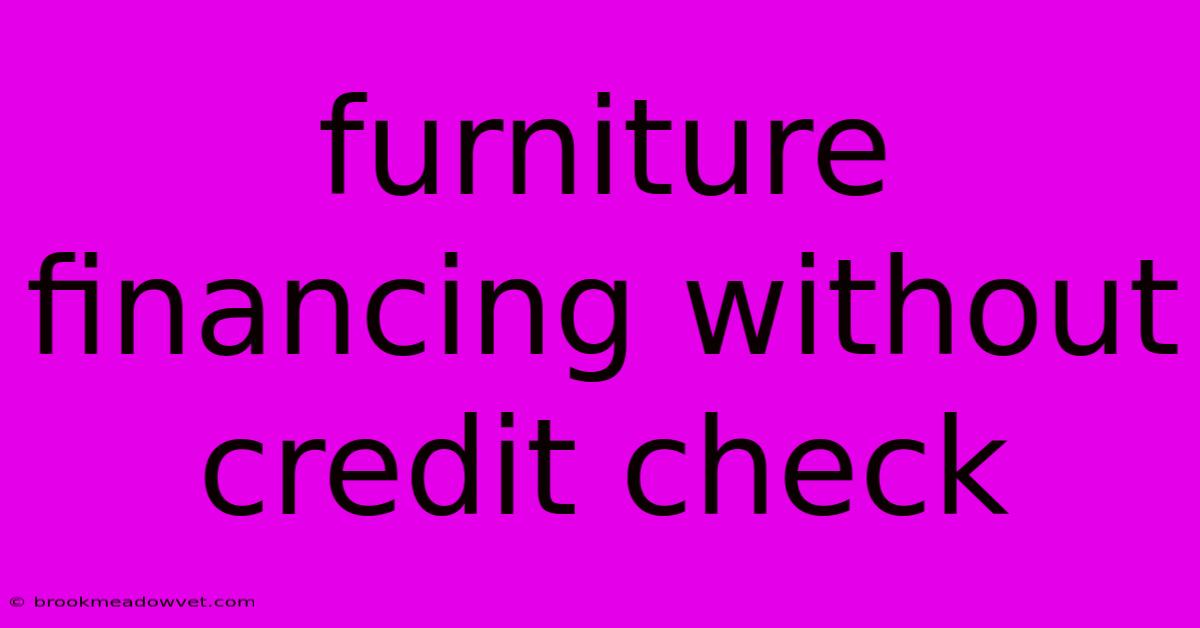 Furniture Financing Without Credit Check