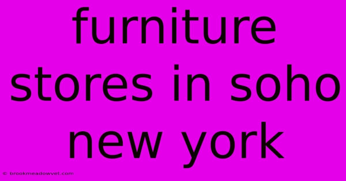 Furniture Stores In Soho New York