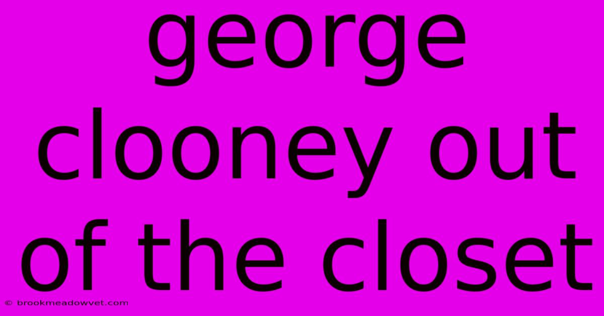 George Clooney Out Of The Closet