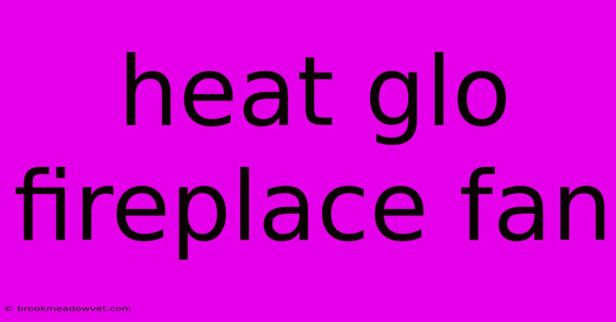 Heat Glo Fireplace Fan