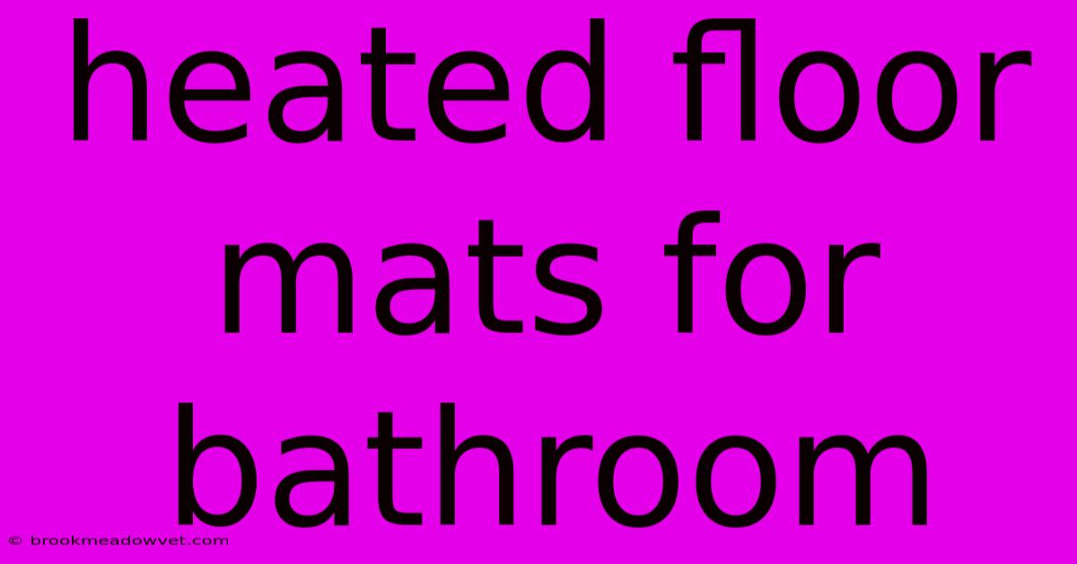 Heated Floor Mats For Bathroom