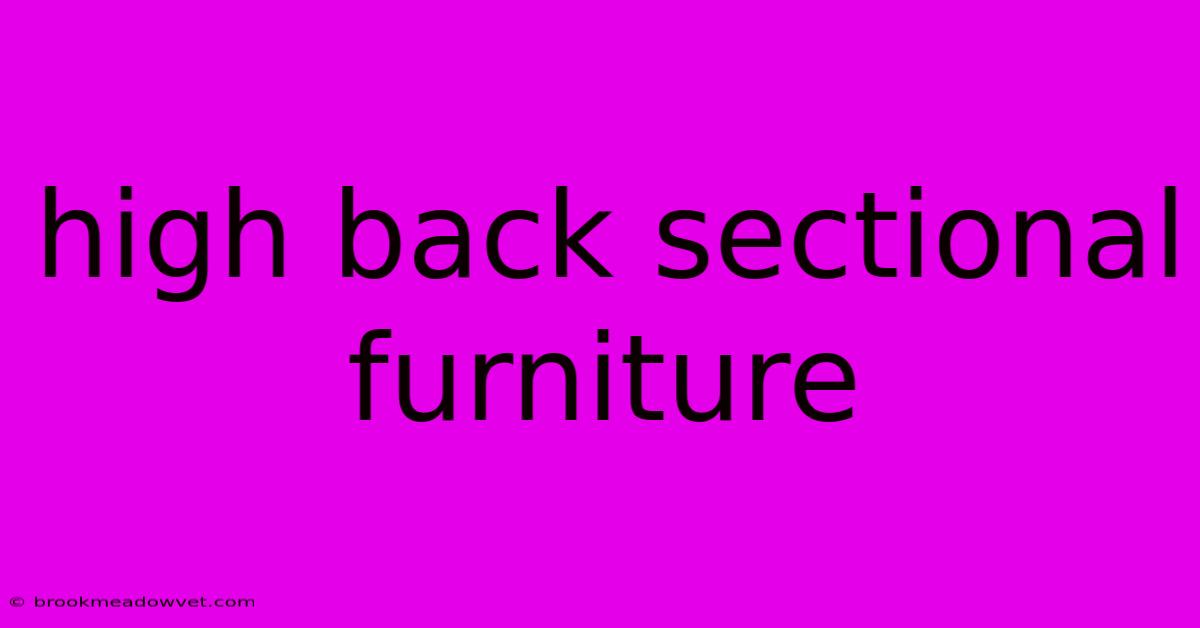 High Back Sectional Furniture