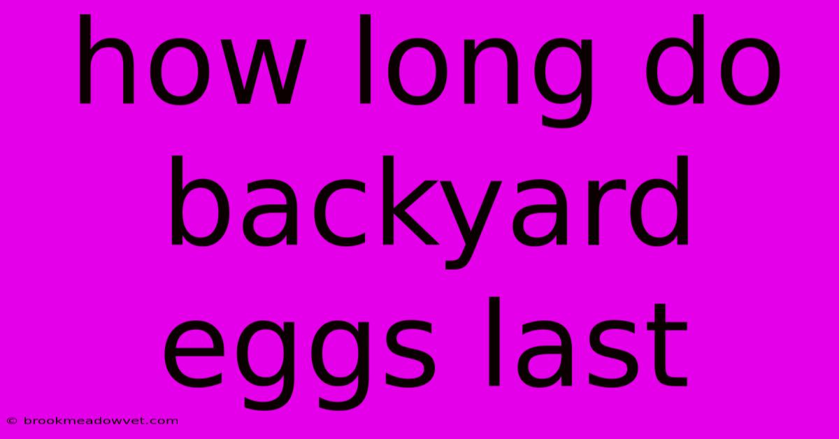 How Long Do Backyard Eggs Last