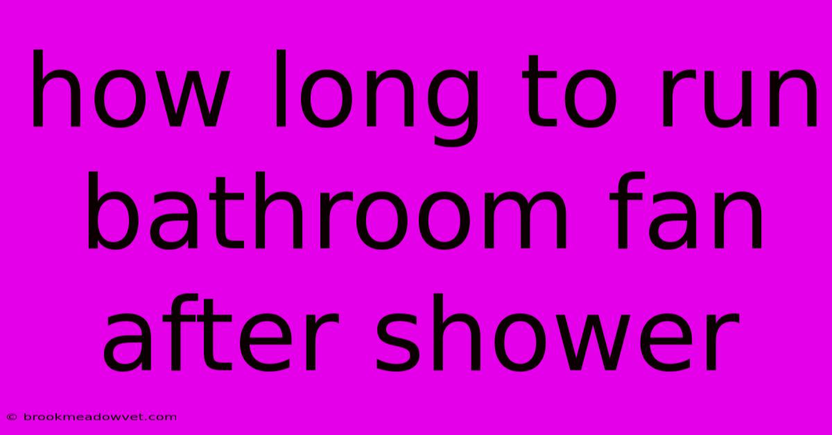 How Long To Run Bathroom Fan After Shower