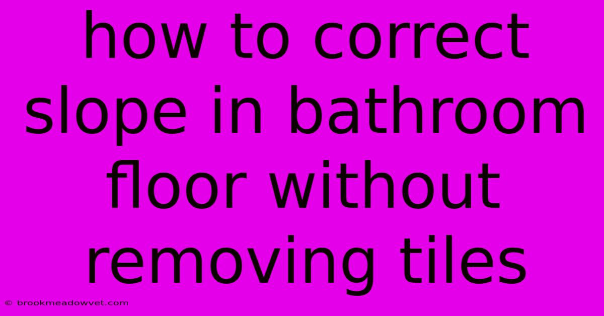 How To Correct Slope In Bathroom Floor Without Removing Tiles