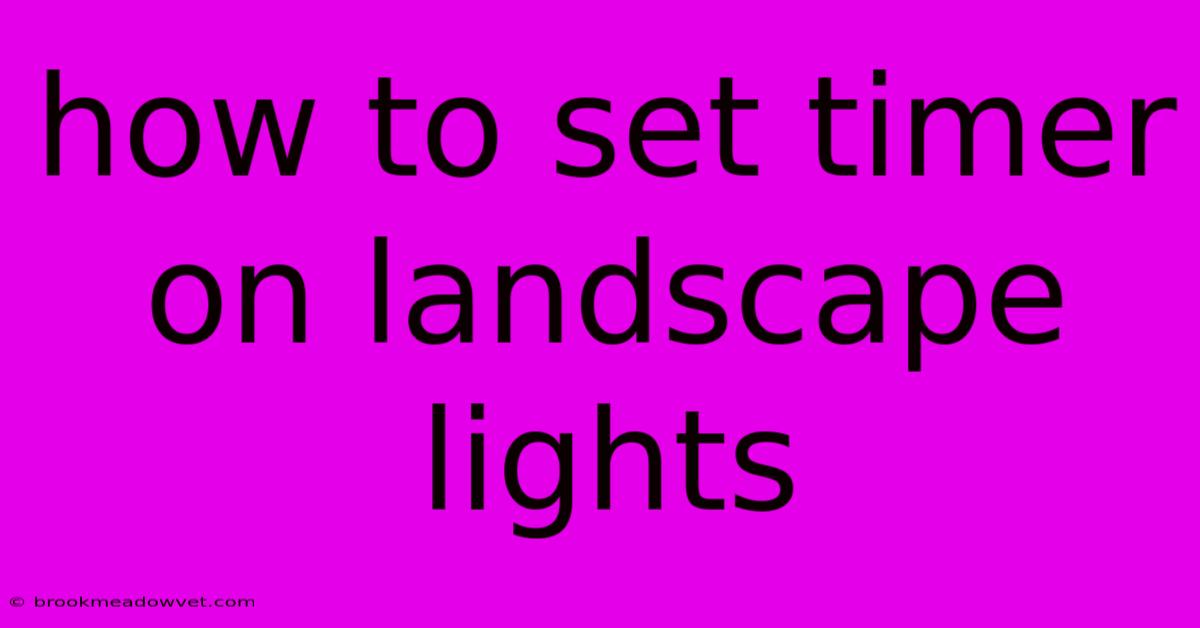 How To Set Timer On Landscape Lights