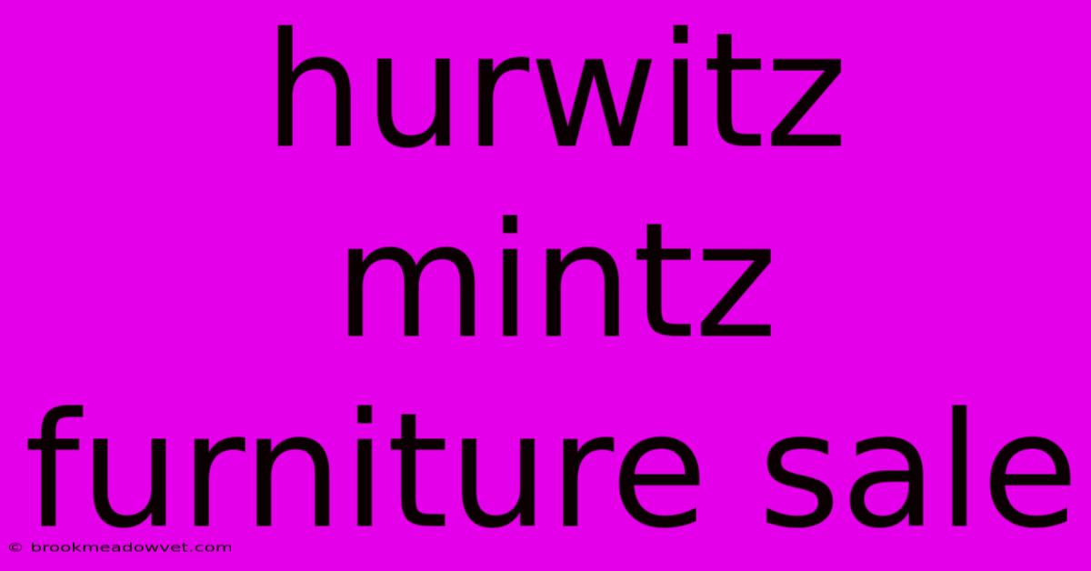 Hurwitz Mintz Furniture Sale