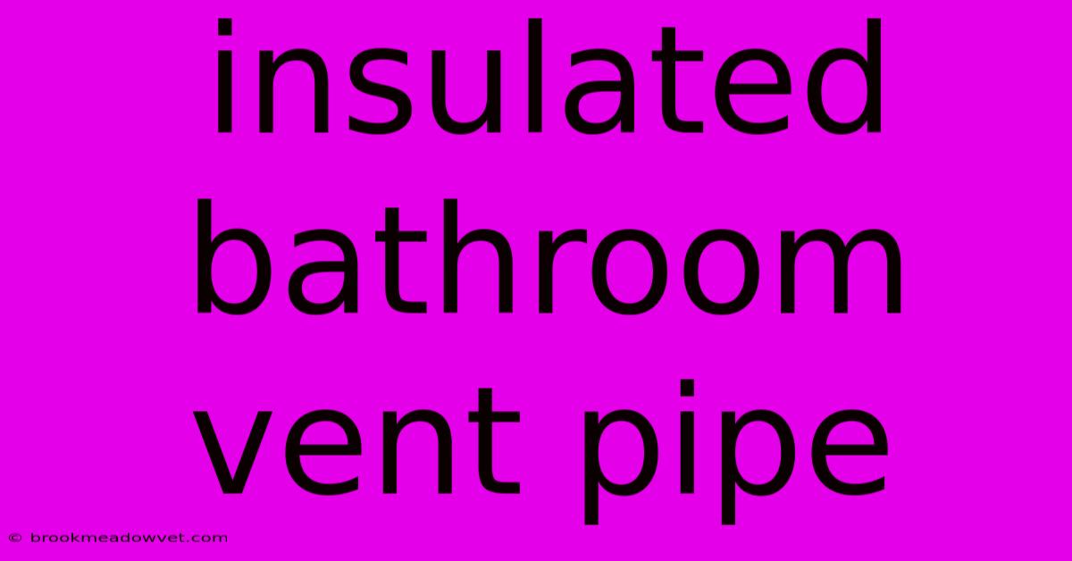 Insulated Bathroom Vent Pipe