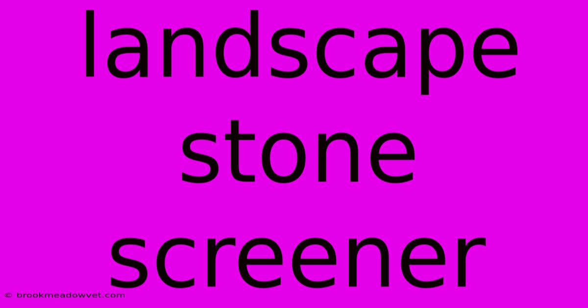 Landscape Stone Screener