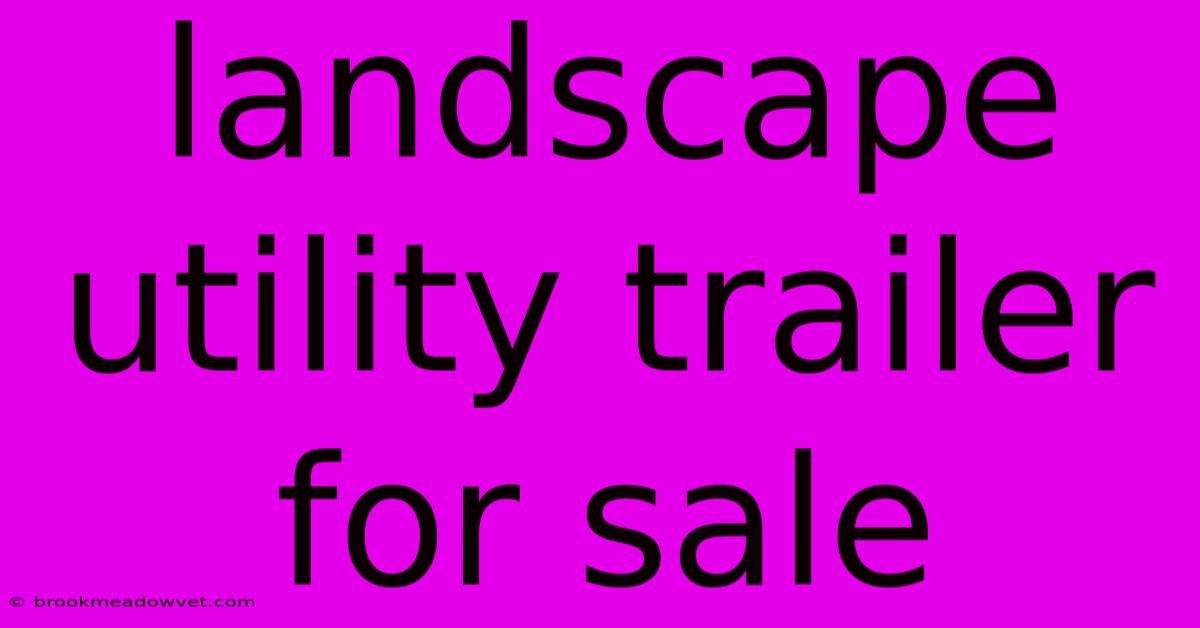 Landscape Utility Trailer For Sale