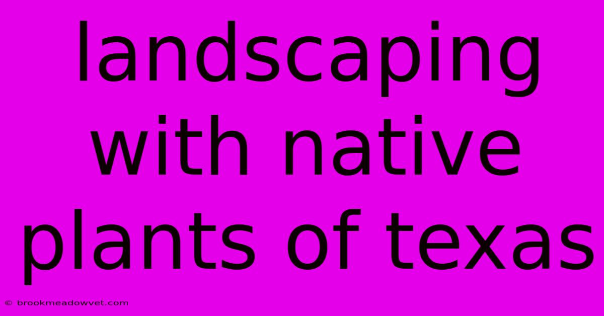 Landscaping With Native Plants Of Texas