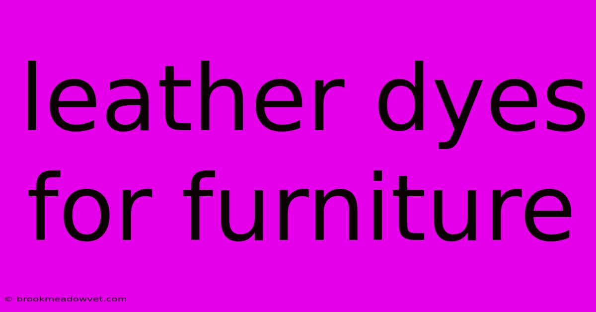 Leather Dyes For Furniture