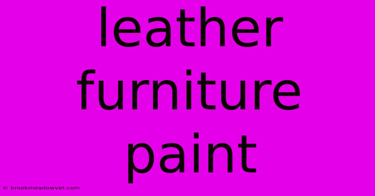 Leather Furniture Paint