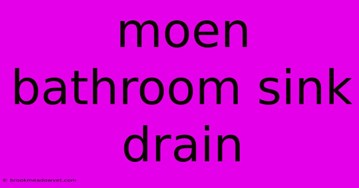 Moen Bathroom Sink Drain