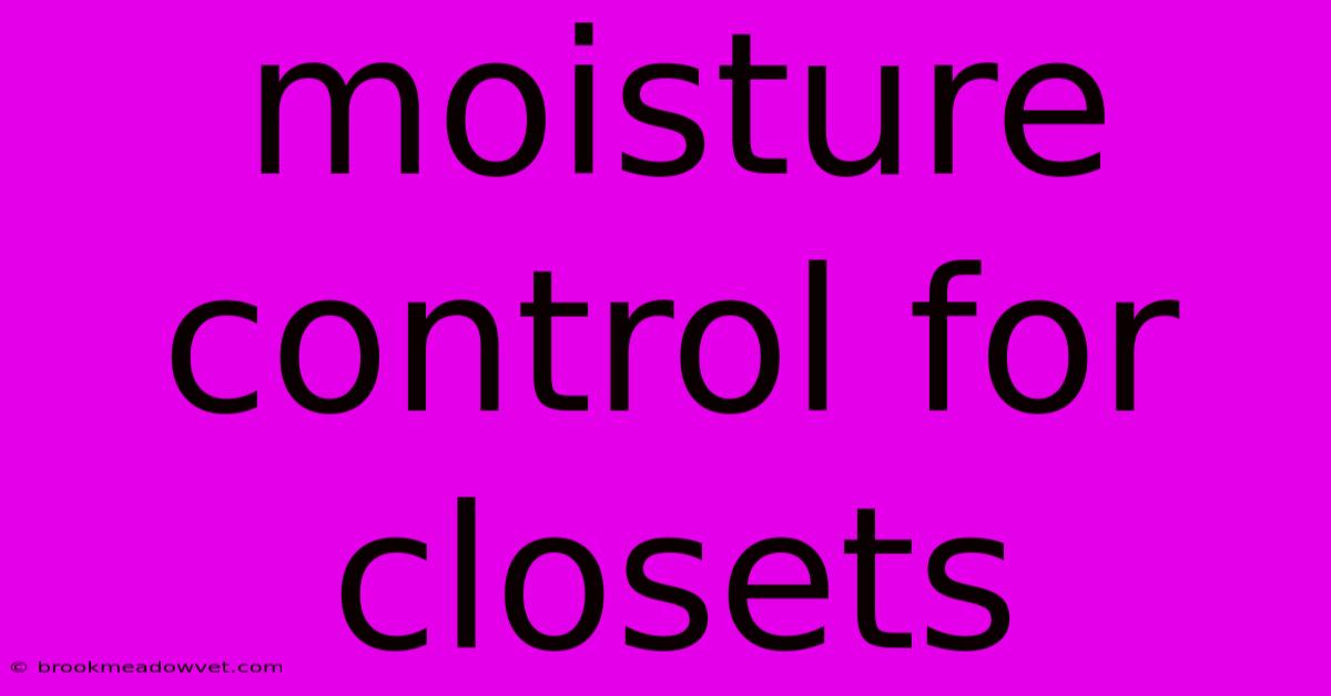 Moisture Control For Closets