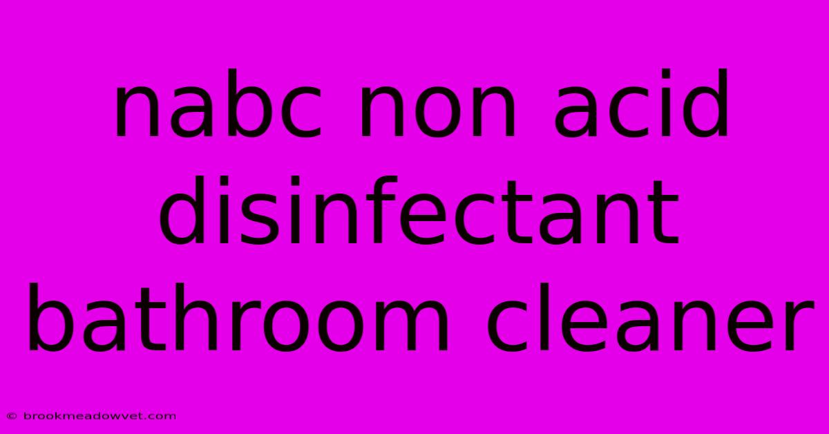 Nabc Non Acid Disinfectant Bathroom Cleaner